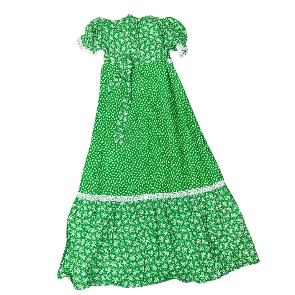 Pal-O-mino vintage 70s girl green lacey prairie cottagecore dress girl 10/11